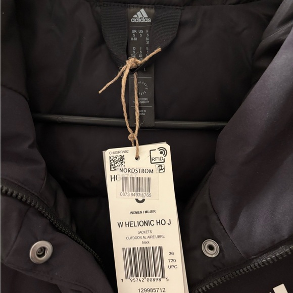 Adidas Helionic Hooded 600 Fill Power Down Black Jacket Size S - Picture 6 of 7